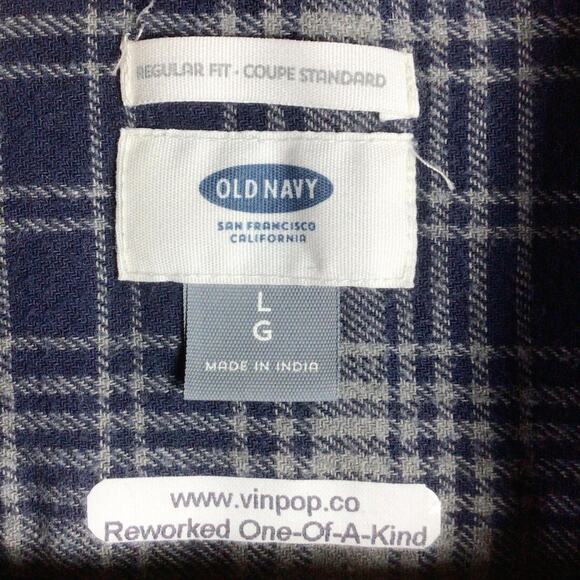 Reworked NOTORIOUS BIG King Of Brooklyn Flannel Blue Large - Picture 4 of 5